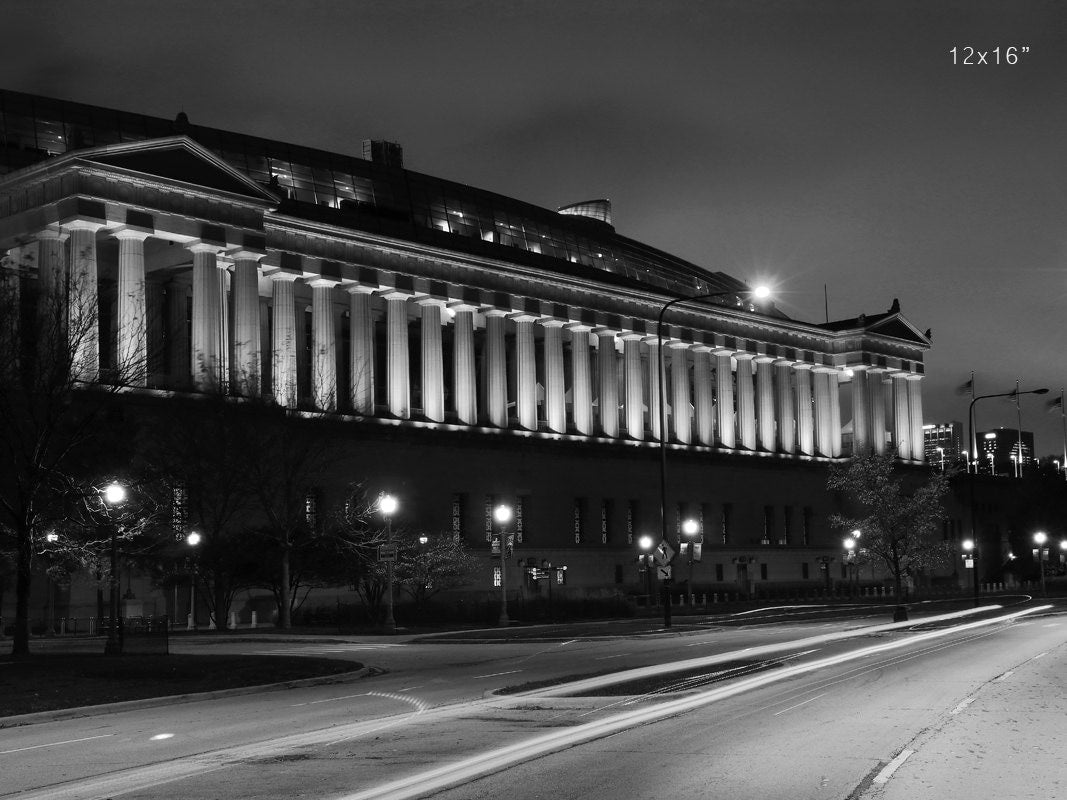 Soldier Field print, Chicago photo, Chicago Bears art, black and white photography, Chicago architecture, large wall decor, 8x10 16x20 30x45