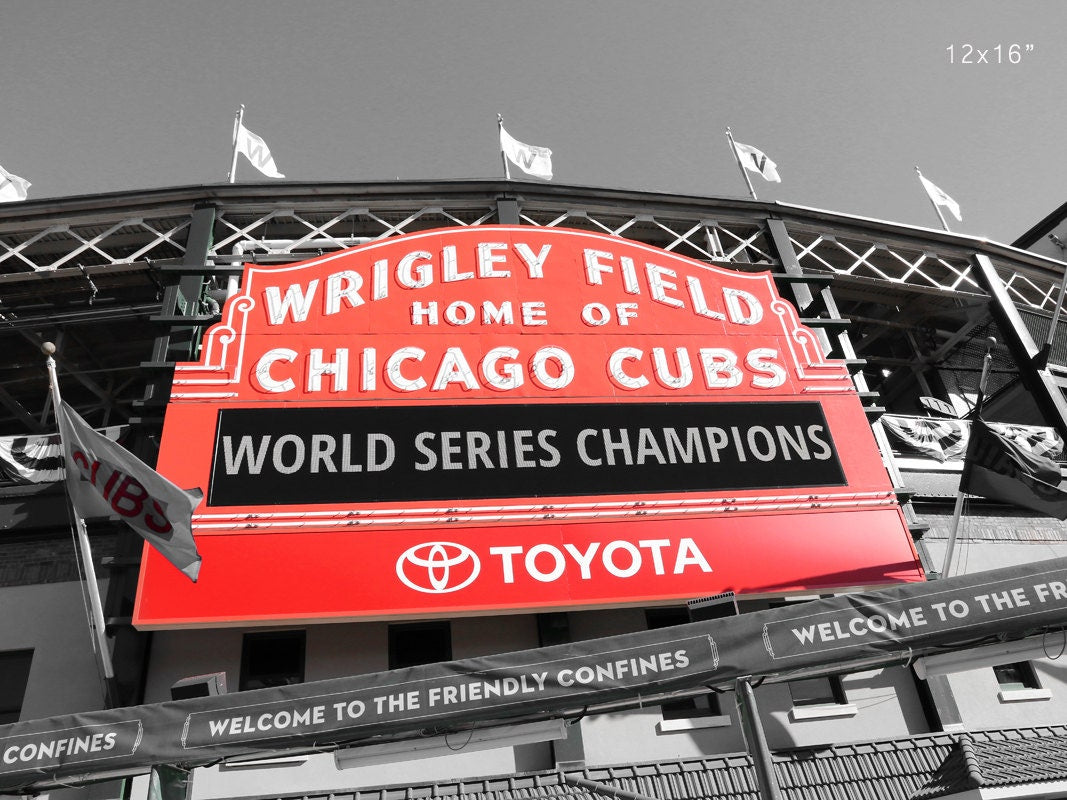 Chicago Cubs print, Wrigley Field marquee sign, 2016 World Series Champions, Chicago sports gift, canvas wall art 5x7 8x10 20x30 30x45