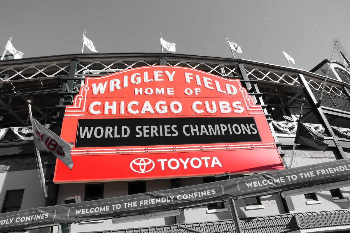 Chicago Cubs print, Wrigley Field marquee sign, 2016 World Series Champions, Chicago sports gift, canvas wall art 5x7 8x10 20x30 30x45