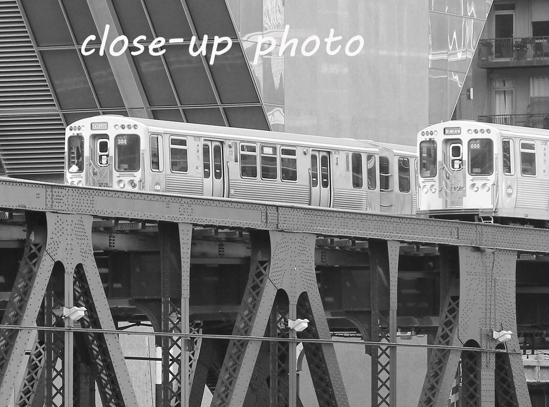 Chicago L Train picture, Two Chicago CTA Trains crossing a Bridge, large Chicago art print, elevated El wall art, 5x7 11x14 24x36 32x48"
