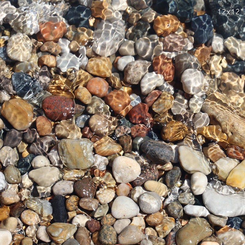 Pebbles art print, pebble beach photography, paper or canvas picture, Lake Michigan stones rocks photo wall decor 8x10 11x14 16x20 24x36