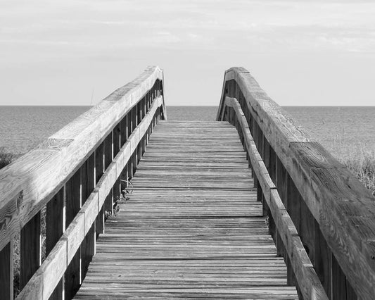 Beach decor, ocean wall art, St George Island photo print, black and white photography, pier picture on paper or canvas, 5x7 to 24x36 inches