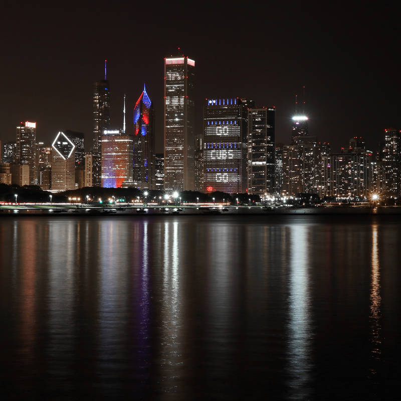 Chicago Cubs skyline photo print, World Series color picture, art photography, large paper or canvas wall decor 8x10 11x14 20x20 24x36 30x45