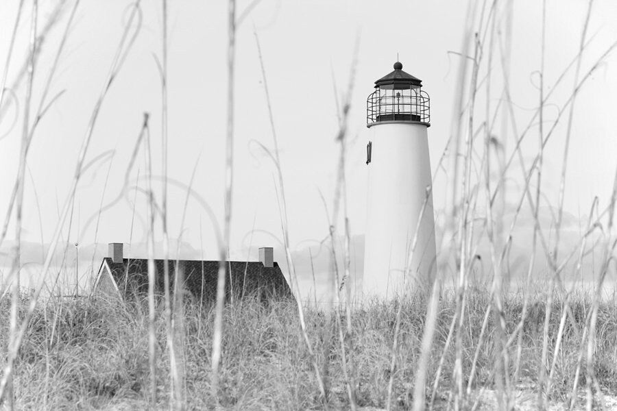 Lighthouse art photo print, black and white photography, large paper canvas picture, Florida ocean beach wall decor 5x7 8x10 11x14 to 32x48"
