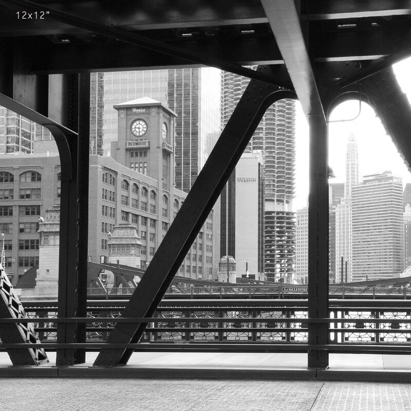 Chicago photography wall art, Chicago Bridge Skyline, black and white Chicago print, Chicago decor, canvas, photo, 8x10 11x14 16x20 32x48"