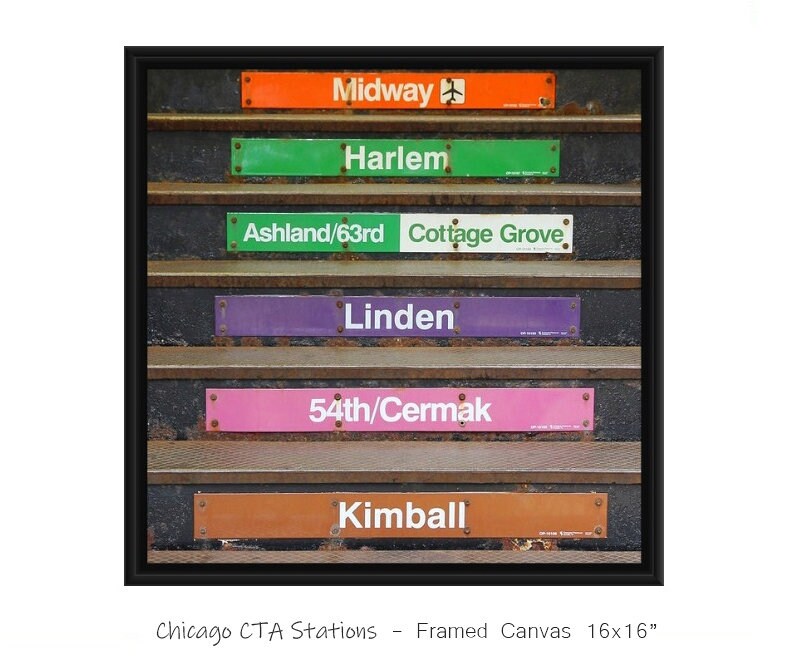 Chicago CTA Stations, Chicago L lines print, Chicago photography wall art, colorful print, Chicago canvas art, 5x7 8x10 12x12 11x14 32x48"