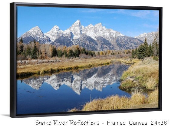 Grand Teton photo print, Wyoming photography wall art decor, snow-capped mountains reflections, large paper or canvas picture, 5x7 to 30x45"