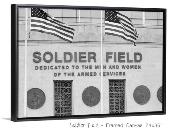 Chicago Bears Soldier Field print, Chicago art print, photography wall decor, framed Chicago Bears gift, American flag photo 5x7 to 32x48