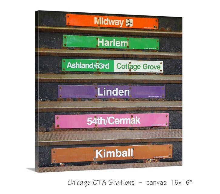 Chicago CTA Stations, Chicago L lines print, Chicago photography wall art, colorful print, Chicago canvas art, 5x7 8x10 12x12 11x14 32x48"
