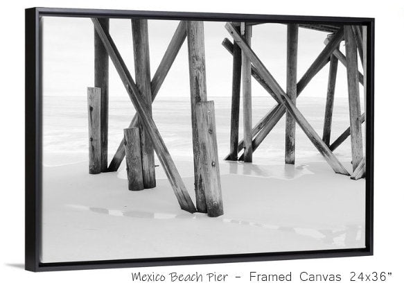 Mexico Beach Pier, Florida picture, black and white beach photography, coastal wall art, nautical decor, ocean print, canvas, 5x7 to 32x48"
