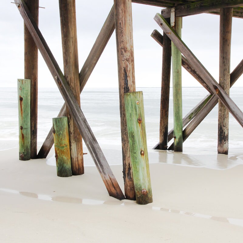 Mexico Beach Pier in color, Florida art photography, ocean photo print, large paper or canvas picture, 5x7 to 30x45" wall decor