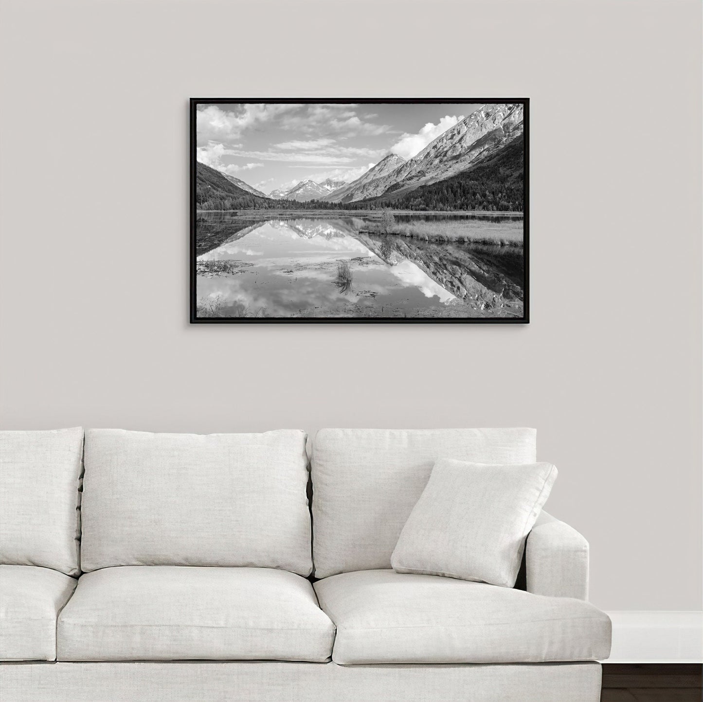 Mountain Reflections in black and white, Alaska print, mountains photo, Alaska wall art, large decor, paper or canvas picture, 5x7 to 40x60"