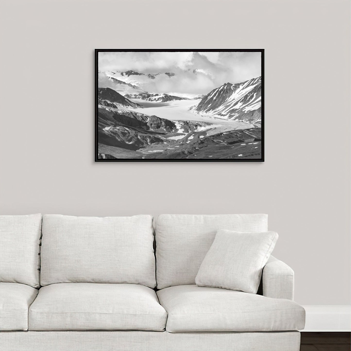 Alaska mountains print, Alaska wall art, glacier photo, black and white mountains photography, Alaska picture, paper or canvas, up to 40x60"