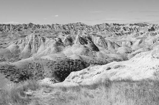 Badlands photo print, black and white South Dakota wall art, National Park photography decor, large paper or canvas picture, 5x7 to 24x36"