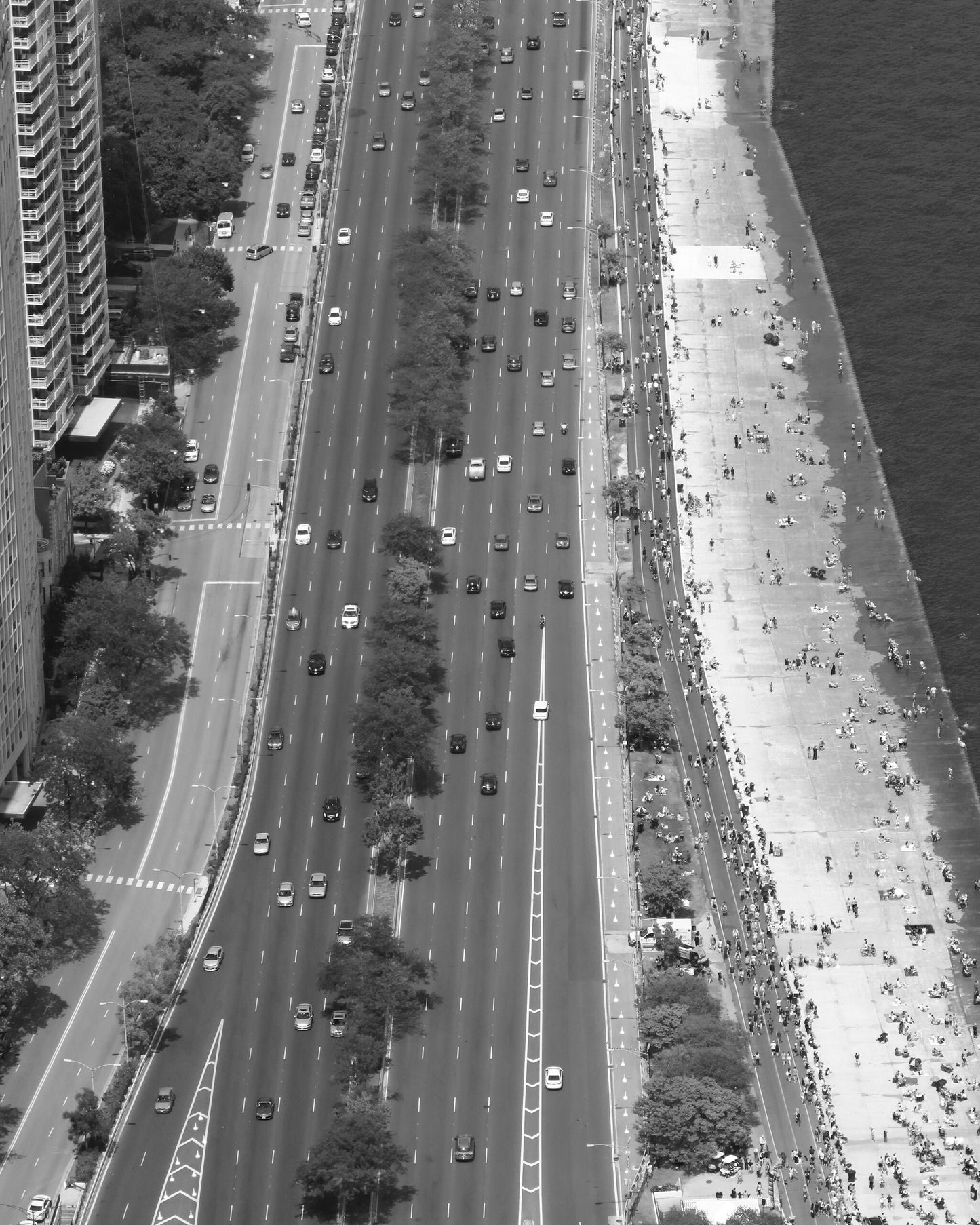 VERTICAL Chicago Lake Shore Drive print, black and white Chicago print, Chicago wall art, large paper, framed print or canvas, 5x7 to 32x48"
