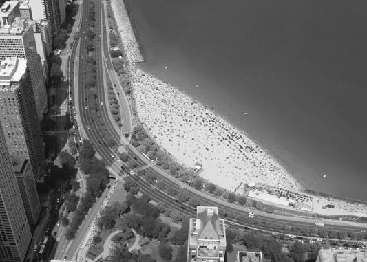 Chicago Lake Shore Drive print, black and white Chicago art print, North Ave Beach, Chicago wall art, framed or canvas, 5x7 to 32x48"