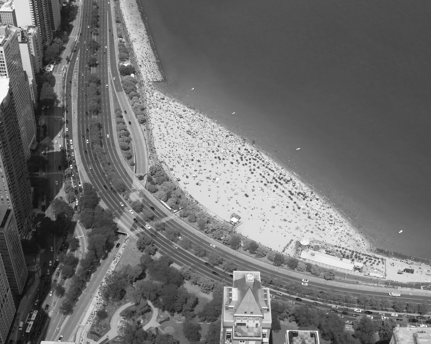 Chicago Lake Shore Drive print, black and white Chicago art print, North Ave Beach, Chicago wall art, framed or canvas, 5x7 to 32x48"
