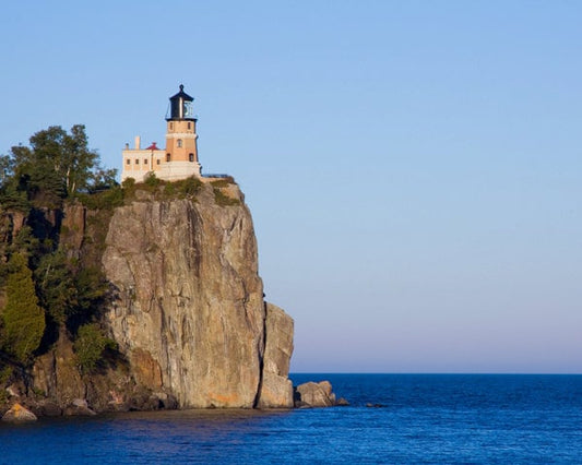 Split Rock Lighthouse art photo print, Lake Superior photography, cliff picture, blue home wall decor, large canvas 5x7 11x14 16x20 20x30