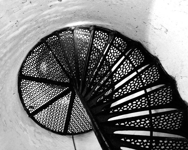 Lighthouse Stairs photo print, color or black and white photography art, large paper or canvas picture, rusty wall decor, 5x7 8x10 to 24x36"