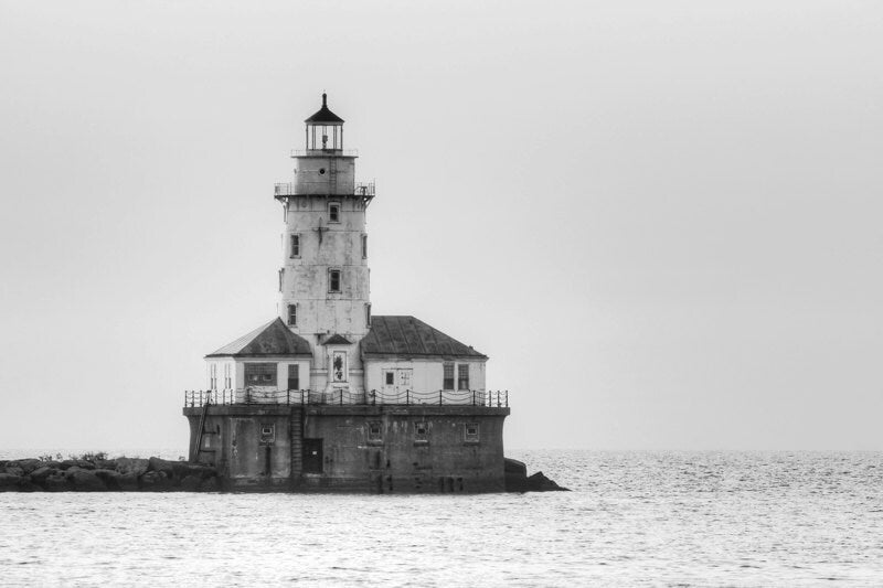 Chicago Lighthouse photo print, Lake Michigan photography art, paper or canvas wall decor, 5x7 8x10 11x14 12x18 16x20 20x30