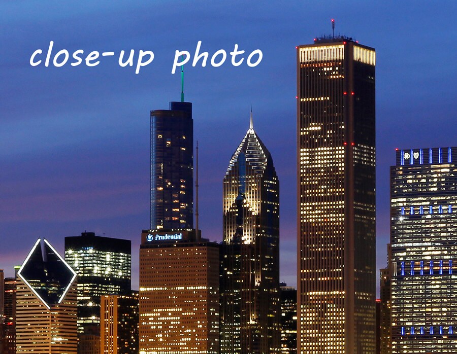 Chicago skyline photo print, Chicago art photography, Chicago picture, city downtown, blue cityscape, Chicago on canvas, 8x10 20x30 24x36