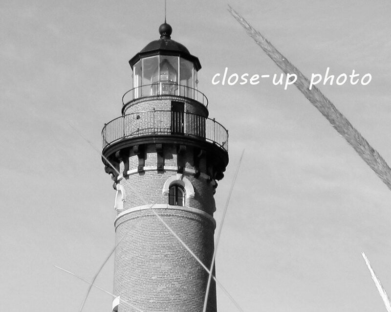 Lighthouse decor, Michigan art photo print, black and white photography, large paper or canvas, dunes wall art 8x10 11x14 12x12 16x20 24x36
