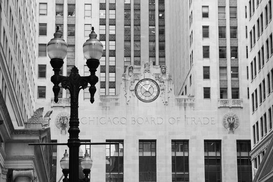 Chicago city photo print, black and white art photography, large Board of Trade picture, paper canvas wall decor 8x10 11x14 16x20 24x36