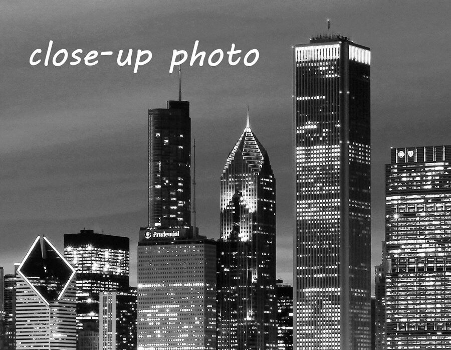 Chicago Skyline photo, paper or canvas print, black and white photography art, large wall decor, city panorama picture, 5x7 8x12 to 32x48"