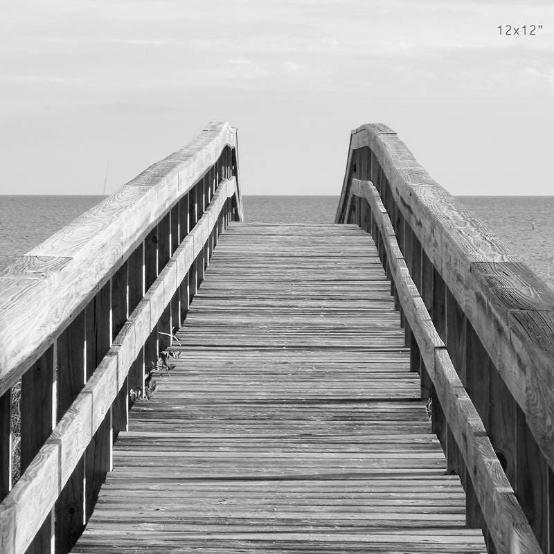 Beach decor, ocean wall art, St George Island photo print, black and white photography, pier picture on paper or canvas, 5x7 to 24x36 inches