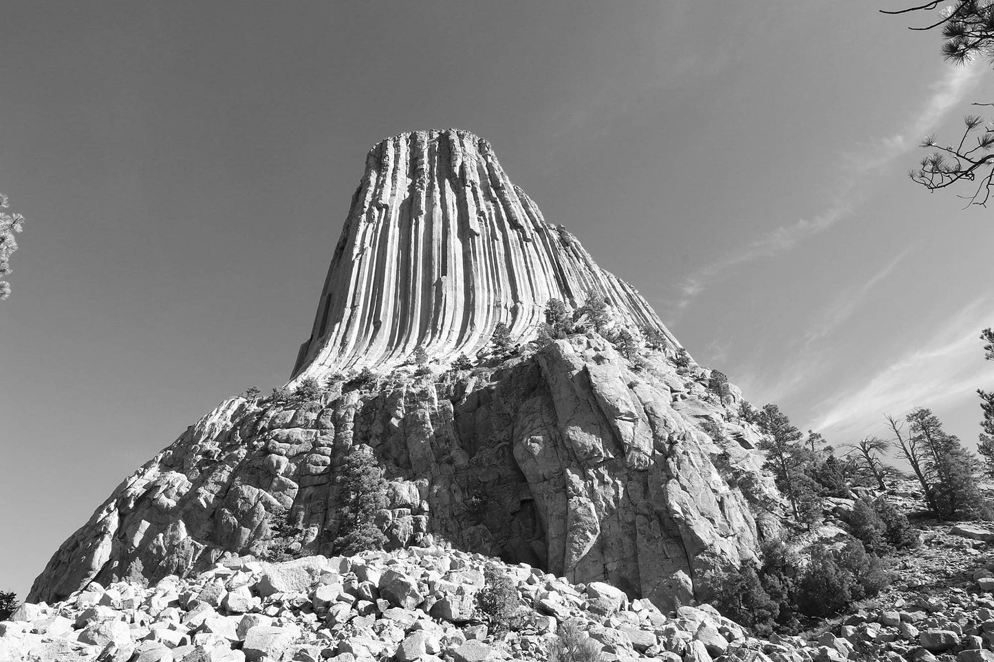 Devil's Tower photo print, black and white Wyoming art, American West photography wall decor, large paper canvas picture 5x7 to 32x48"