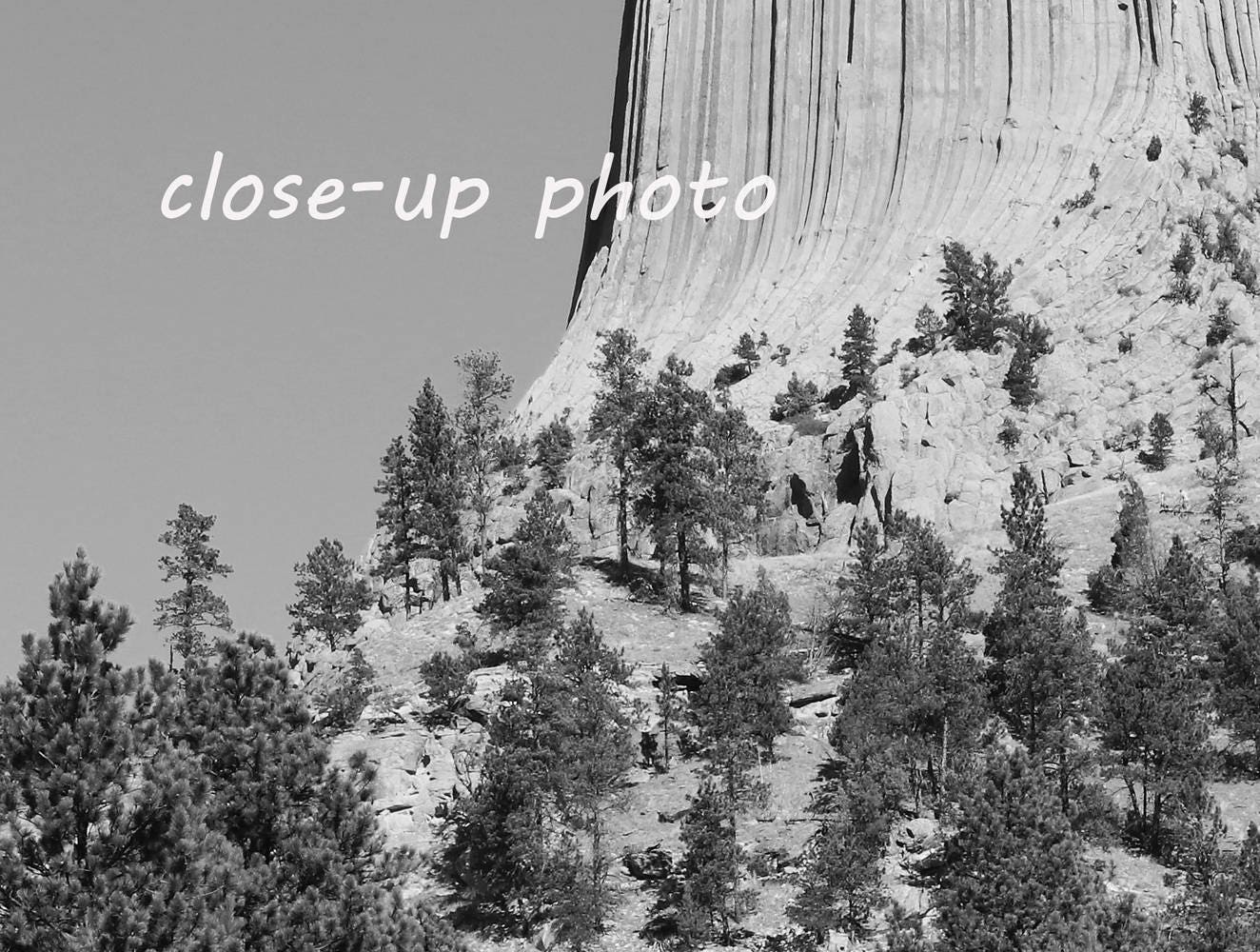 Devil's Tower photo print, black and white Wyoming art, American West photography wall decor, large paper canvas picture 5x7 to 32x48"