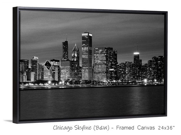 Chicago Skyline photo, paper or canvas print, black and white photography art, large wall decor, city panorama picture, 5x7 8x12 to 32x48"