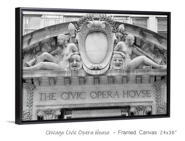 Chicago picture, wall art decor, Civic Opera House photo print, black and white photography, large paper or canvas, 5x7 8x10 11x14 to 24x36"