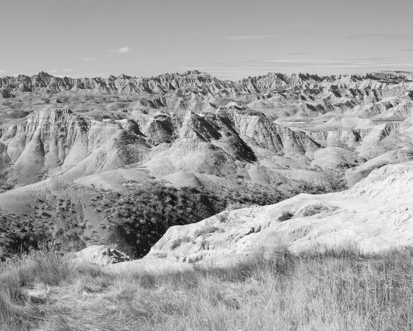 Badlands photo print, black and white South Dakota wall art, National Park photography decor, large paper or canvas picture, 5x7 to 24x36"