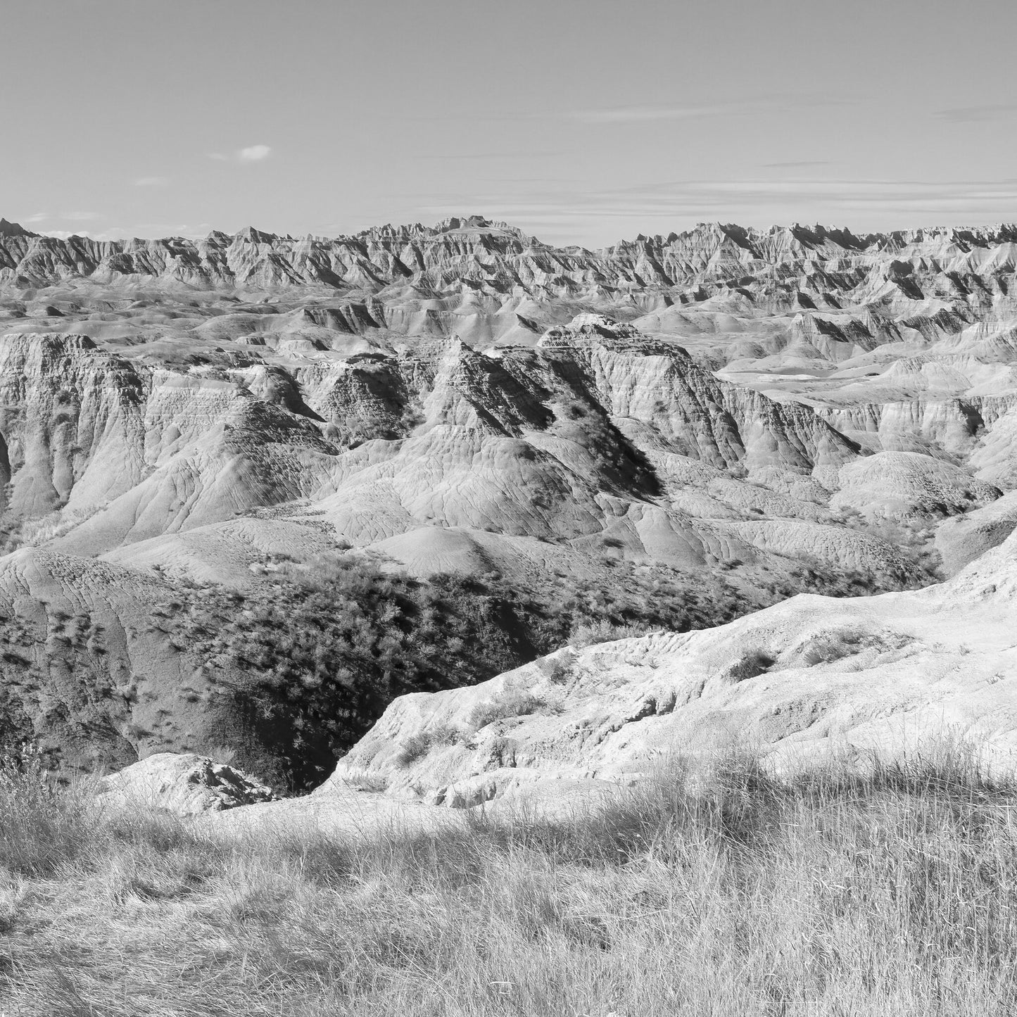 Badlands photo print, black and white South Dakota wall art, National Park photography decor, large paper or canvas picture, 5x7 to 24x36"