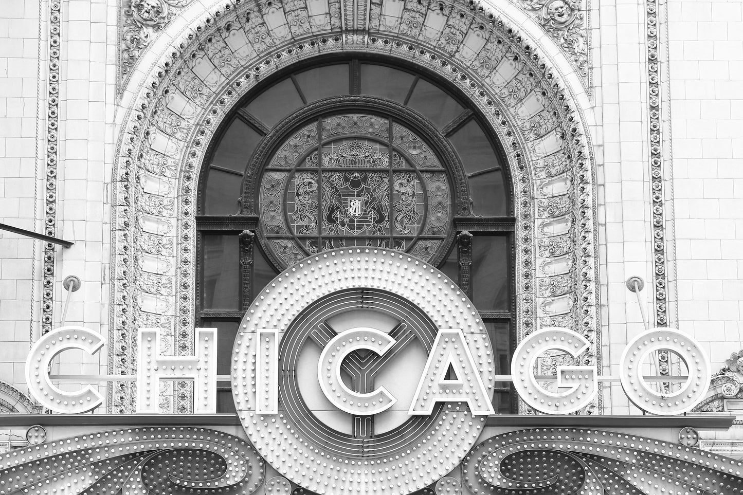 Chicago Theater photo print, black and white Chicago photography wall art, Chicago architecture, Chicago wall art, 5x7 12x18 16x24 to 32x48