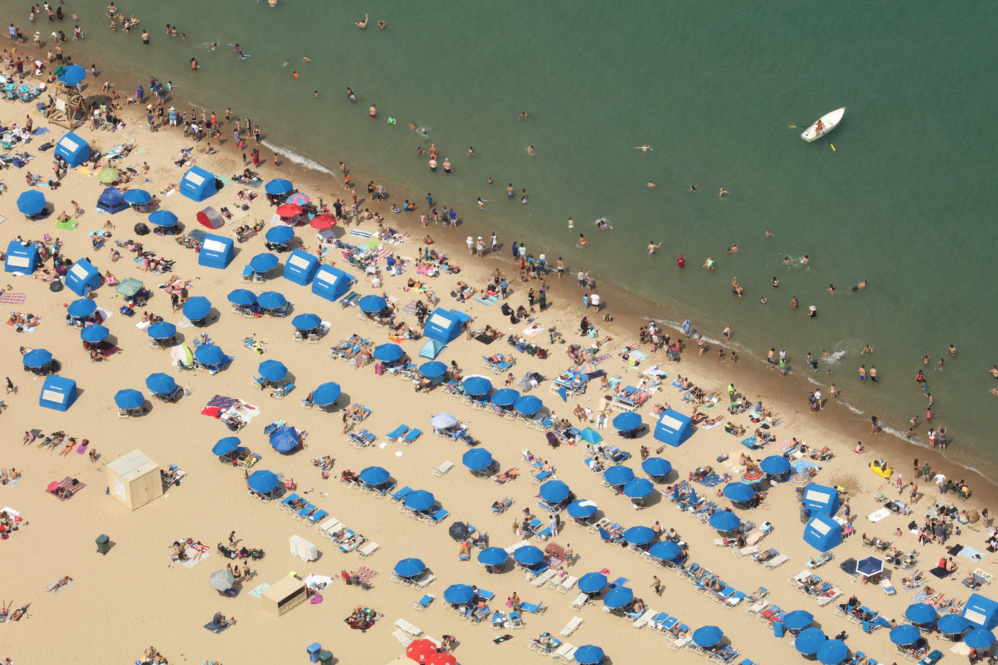 Chicago Beach wall art, colorful Chicago art, summer decor, umbrellas on beach, large Chicago print, large Chicago canvas, 5x7 to 40x60"