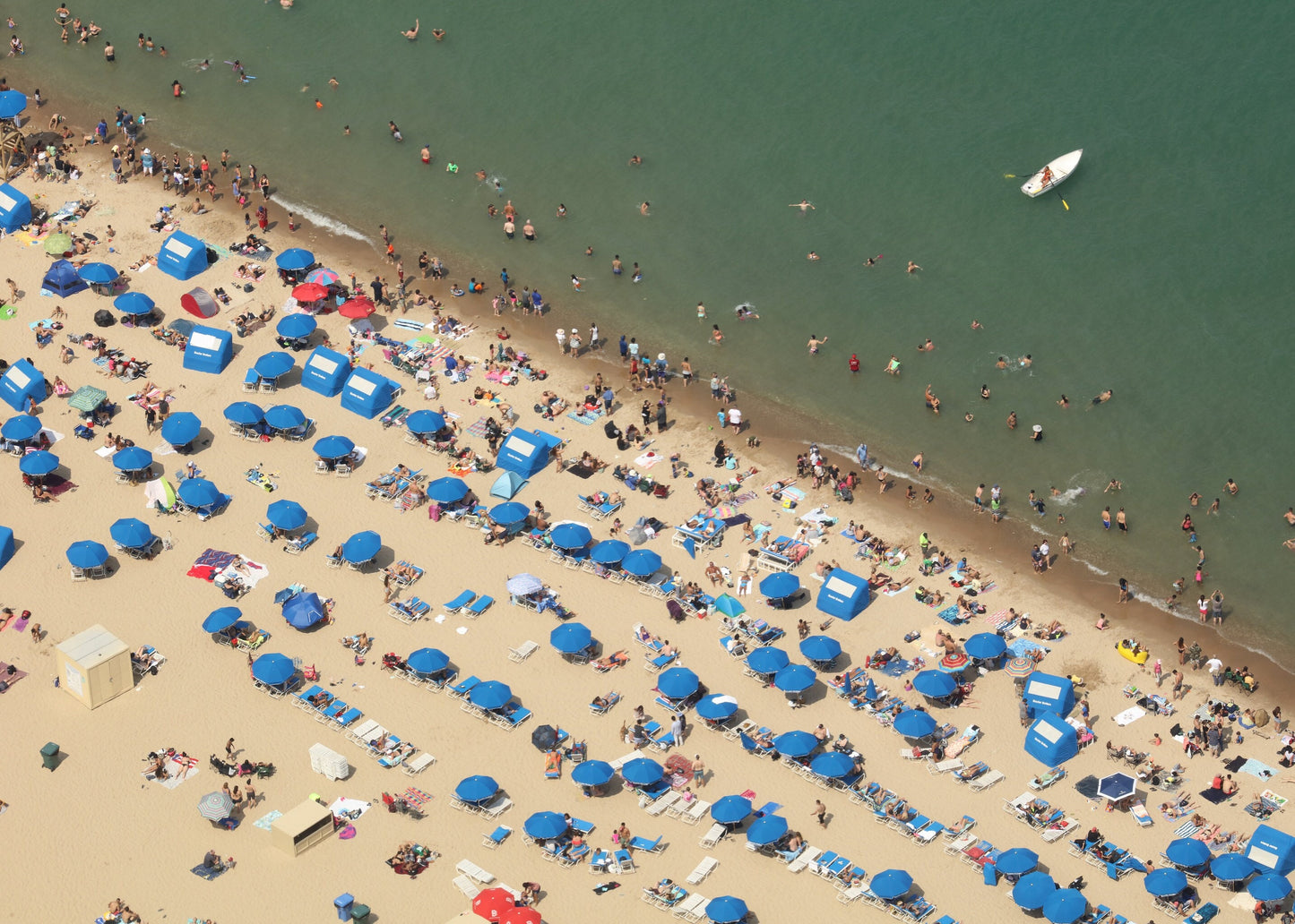 Chicago Beach wall art, colorful Chicago art, summer decor, umbrellas on beach, large Chicago print, large Chicago canvas, 5x7 to 40x60"