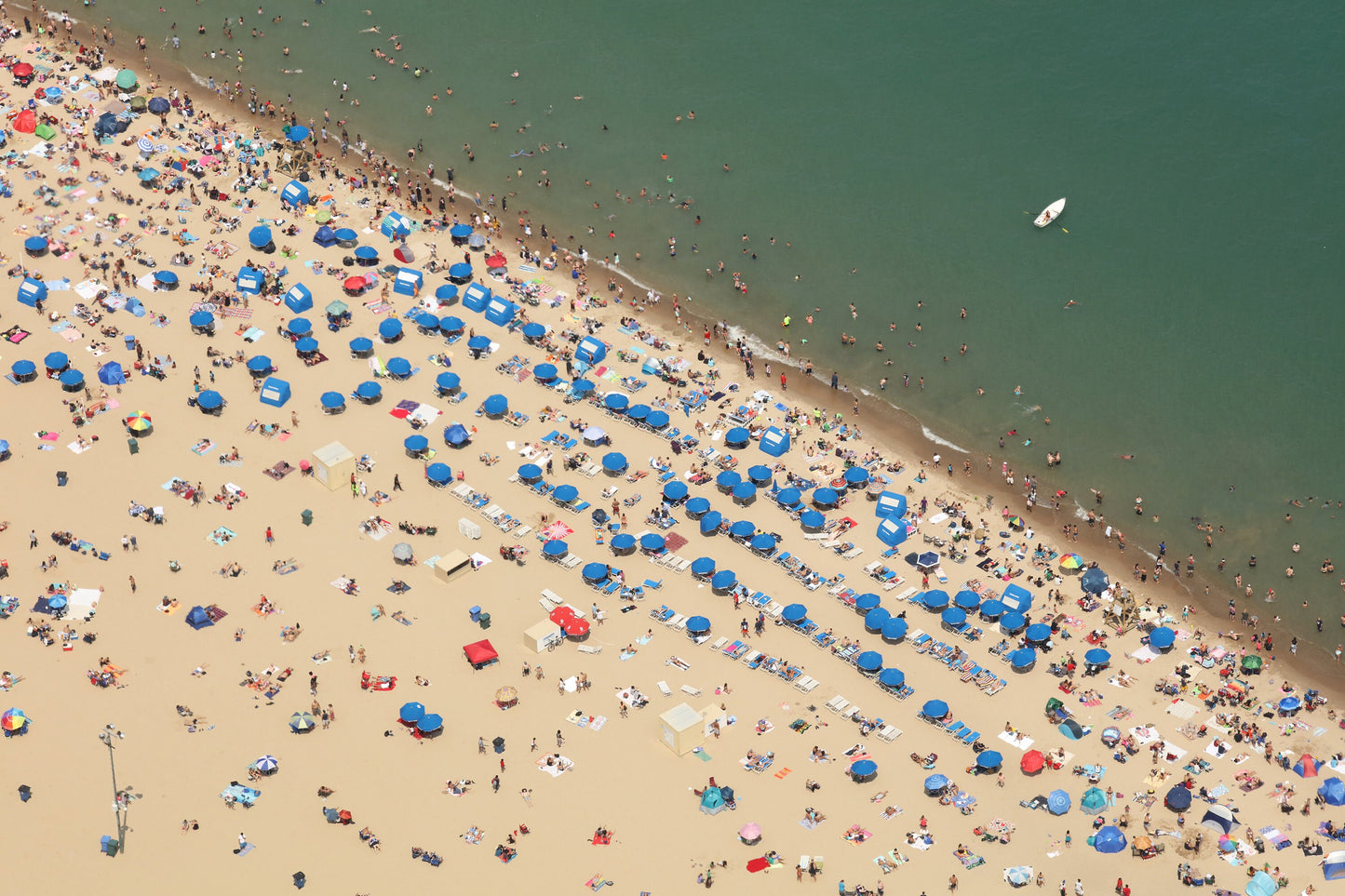 Chicago Beach wall art, colorful Chicago art, summer decor, umbrellas on beach, large Chicago print, large Chicago canvas, 5x7 to 32x48"