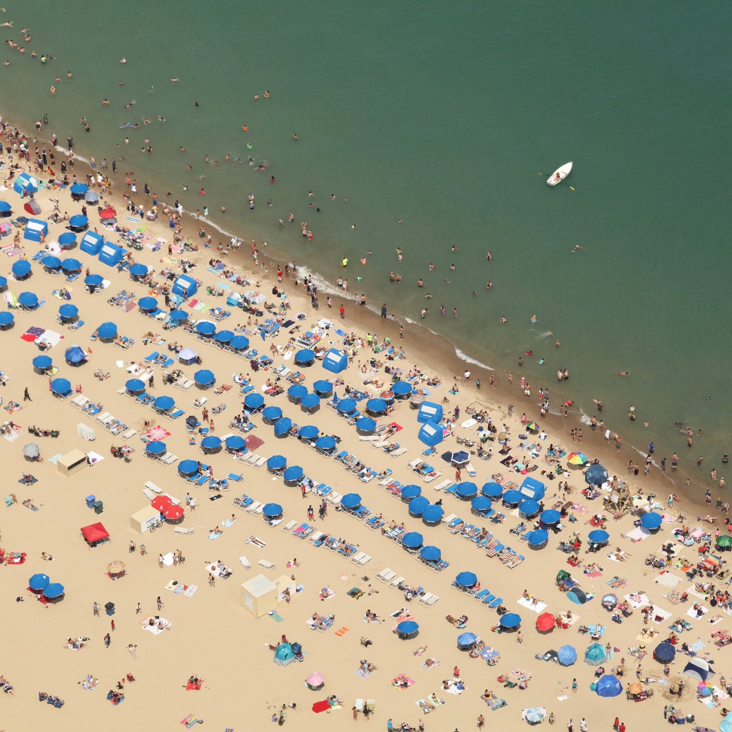 Chicago Beach wall art, colorful Chicago art, summer decor, umbrellas on beach, large Chicago print, large Chicago canvas, 5x7 to 32x48"