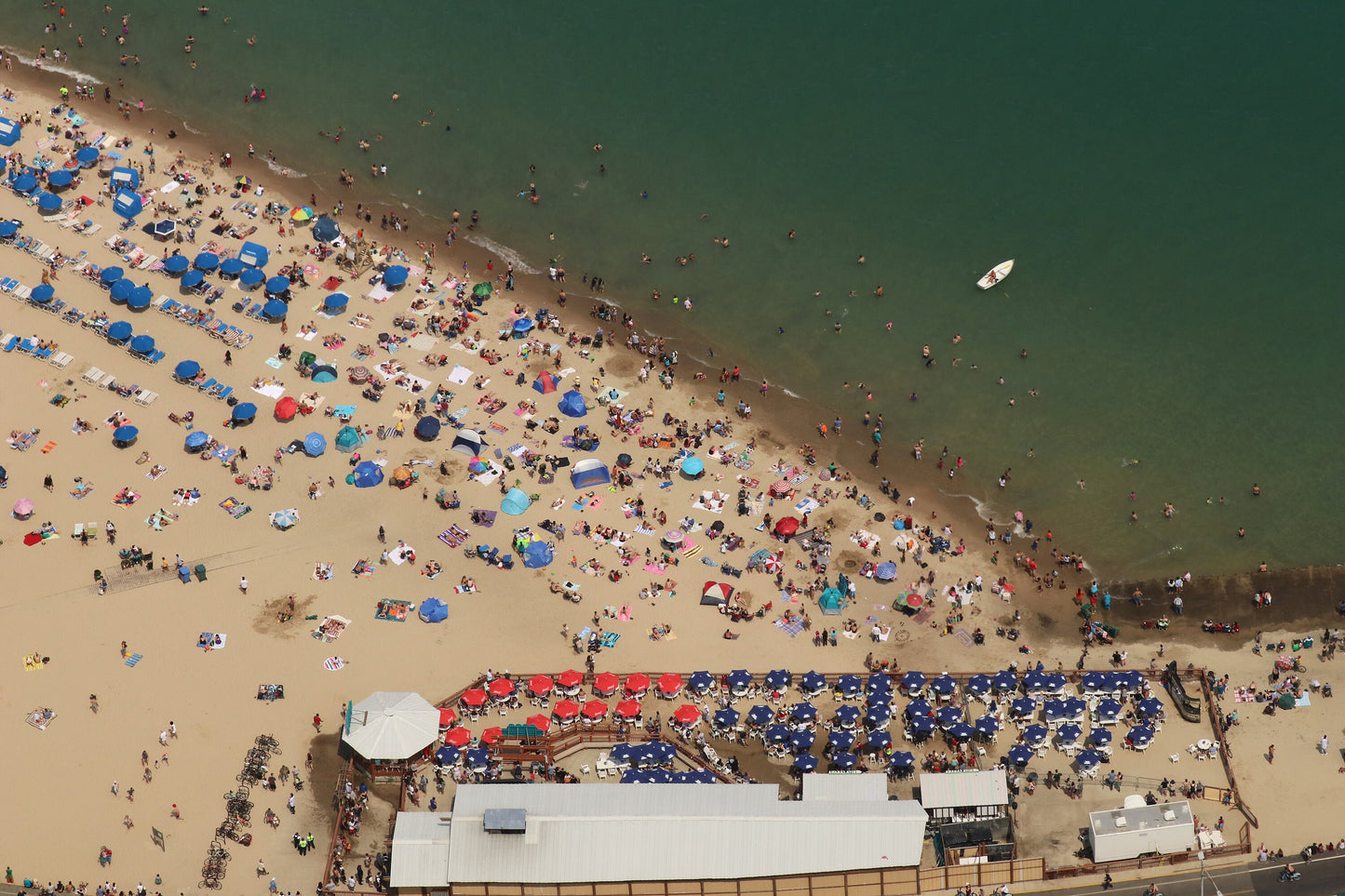 Chicago Beach wall art, colorful Chicago art, summer decor, umbrellas on beach, large Chicago print, large Chicago canvas, 5x7 to 32x48"