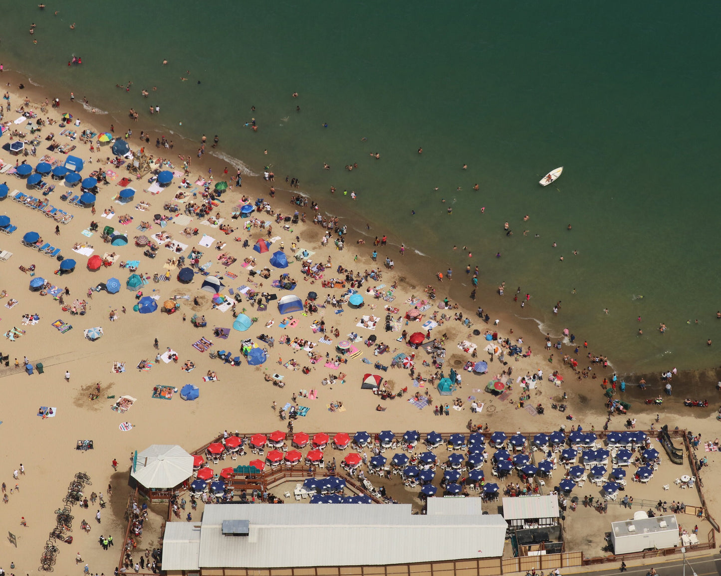 Chicago Beach wall art, colorful Chicago art, summer decor, umbrellas on beach, large Chicago print, large Chicago canvas, 5x7 to 32x48"