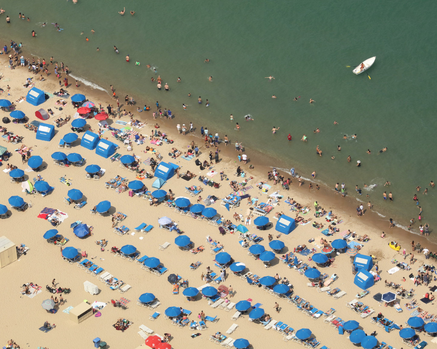 Chicago Beach wall art, colorful Chicago art, summer decor, umbrellas on beach, large Chicago print, large Chicago canvas, 5x7 to 40x60"