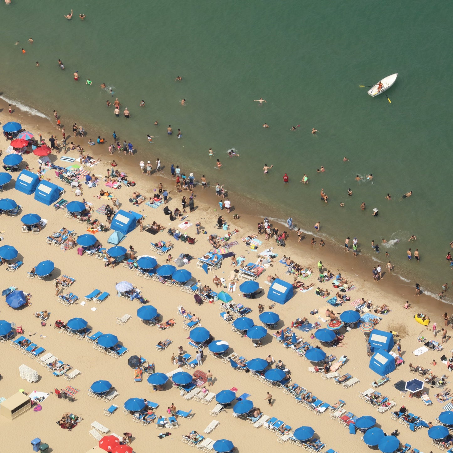 Chicago Beach wall art, colorful Chicago art, summer decor, umbrellas on beach, large Chicago print, large Chicago canvas, 5x7 to 40x60"