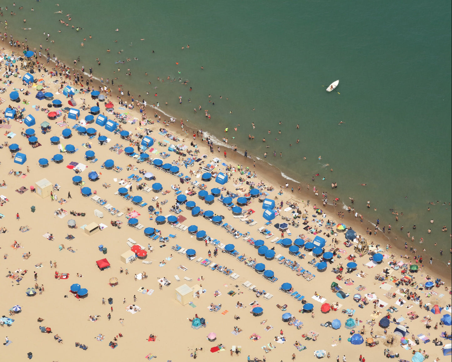 Chicago Beach wall art, colorful Chicago art, summer decor, umbrellas on beach, large Chicago print, large Chicago canvas, 5x7 to 32x48"