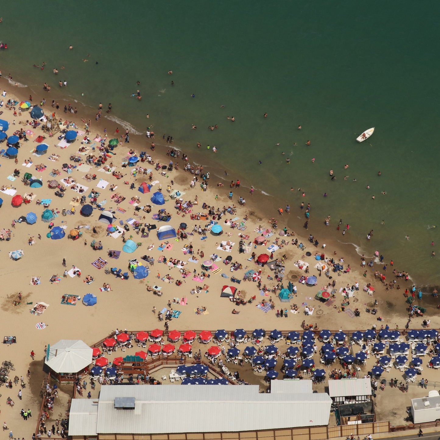 Chicago Beach wall art, colorful Chicago art, summer decor, umbrellas on beach, large Chicago print, large Chicago canvas, 5x7 to 32x48"