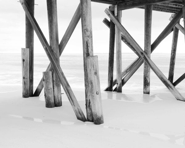 Mexico Beach Pier, Florida picture, black and white beach photography, coastal wall art, nautical decor, ocean print, canvas, 5x7 to 32x48"