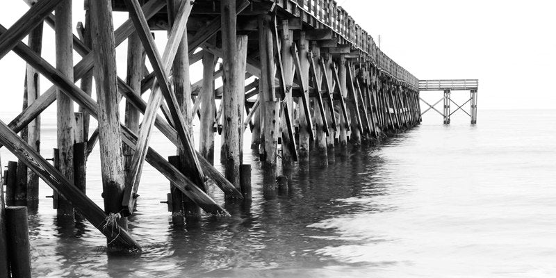 Pier black and white photo print, ocean art photography, Florida picture, nautical paper canvas home wall decor 8x10 11x14 16x20 24x36 30x45