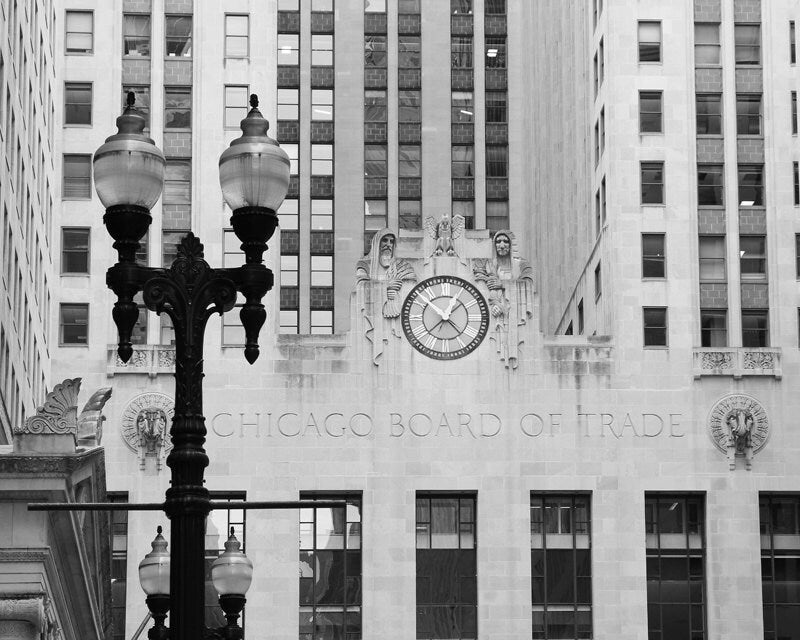 Chicago city photo print, black and white art photography, large Board of Trade picture, paper canvas wall decor 8x10 11x14 16x20 24x36