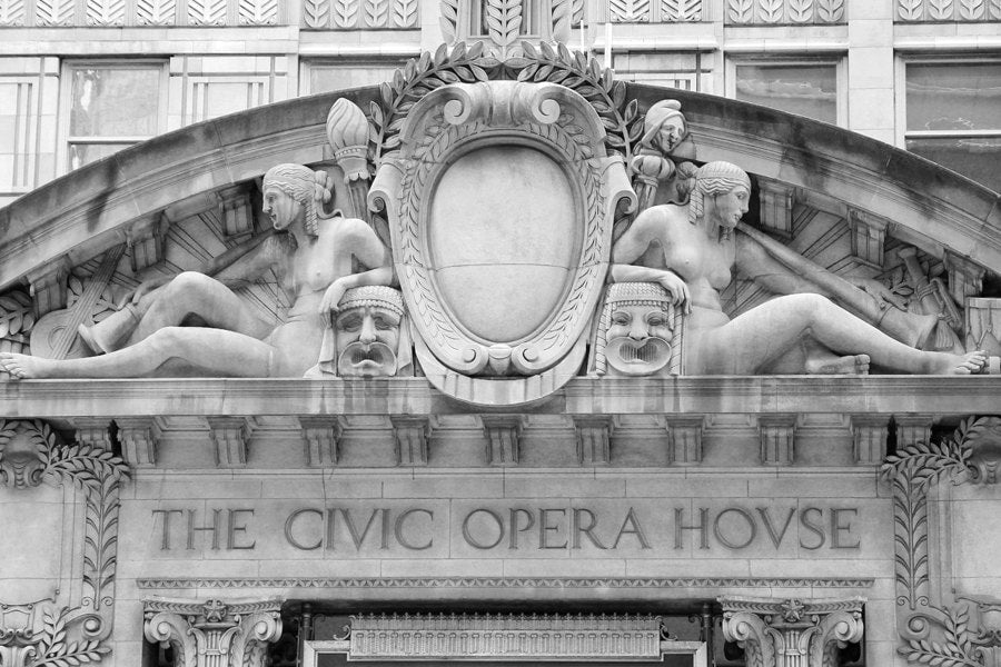 Chicago picture, wall art decor, Civic Opera House photo print, black and white photography, large paper or canvas, 5x7 8x10 11x14 to 24x36"